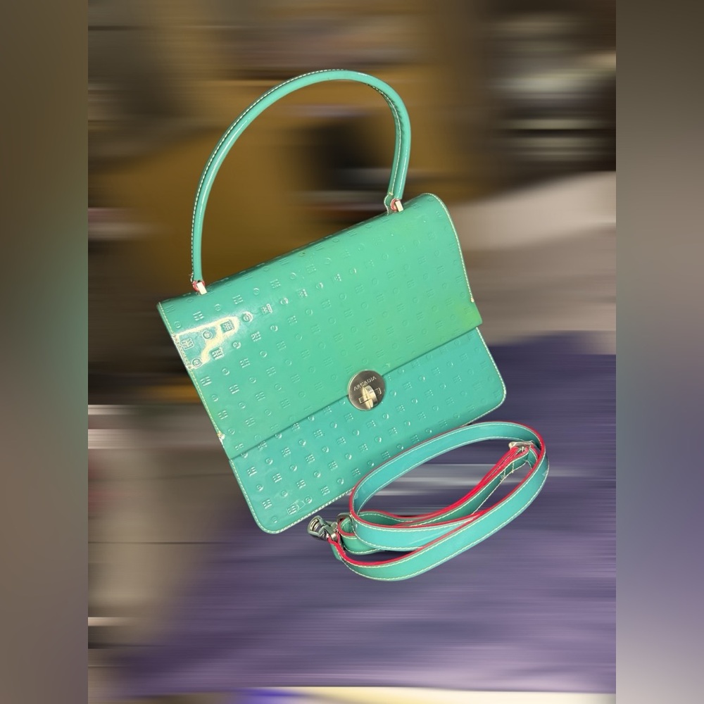 Arcadia Aqua Shoulder Bag with Red Accents